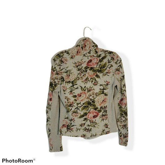 Philosophy Gray Floral Print Snap Button Soft Shel - Picture 2 of 12
